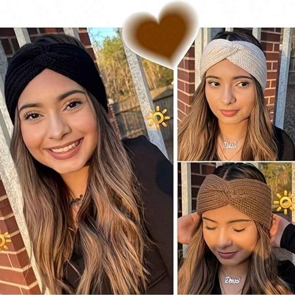 🌹 Pick Your Color - Stylish Knitted Headbands - Black, Cream or Brown - Picture 3 of 6